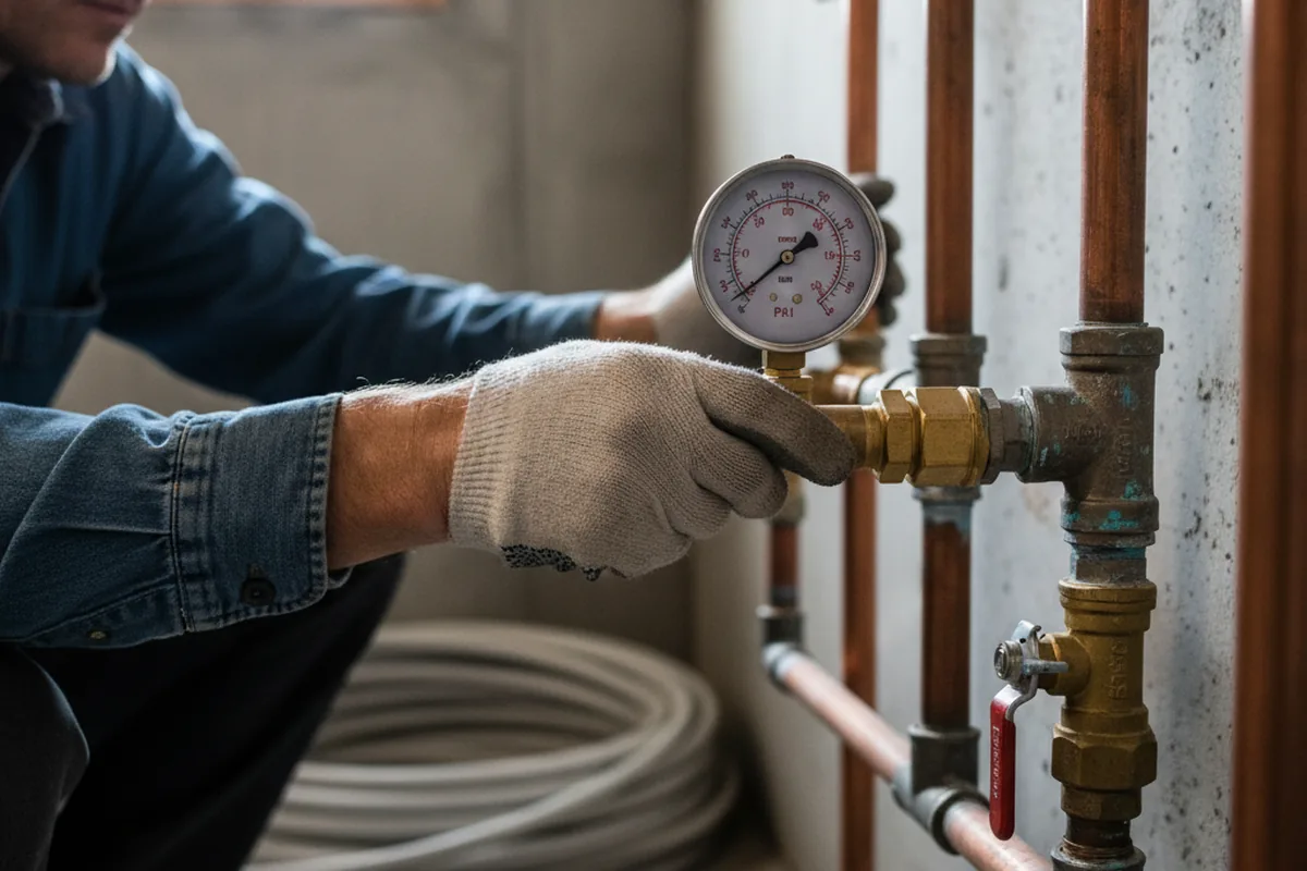 Pressure testing a repaired line during Water Line Repair in Wainscott